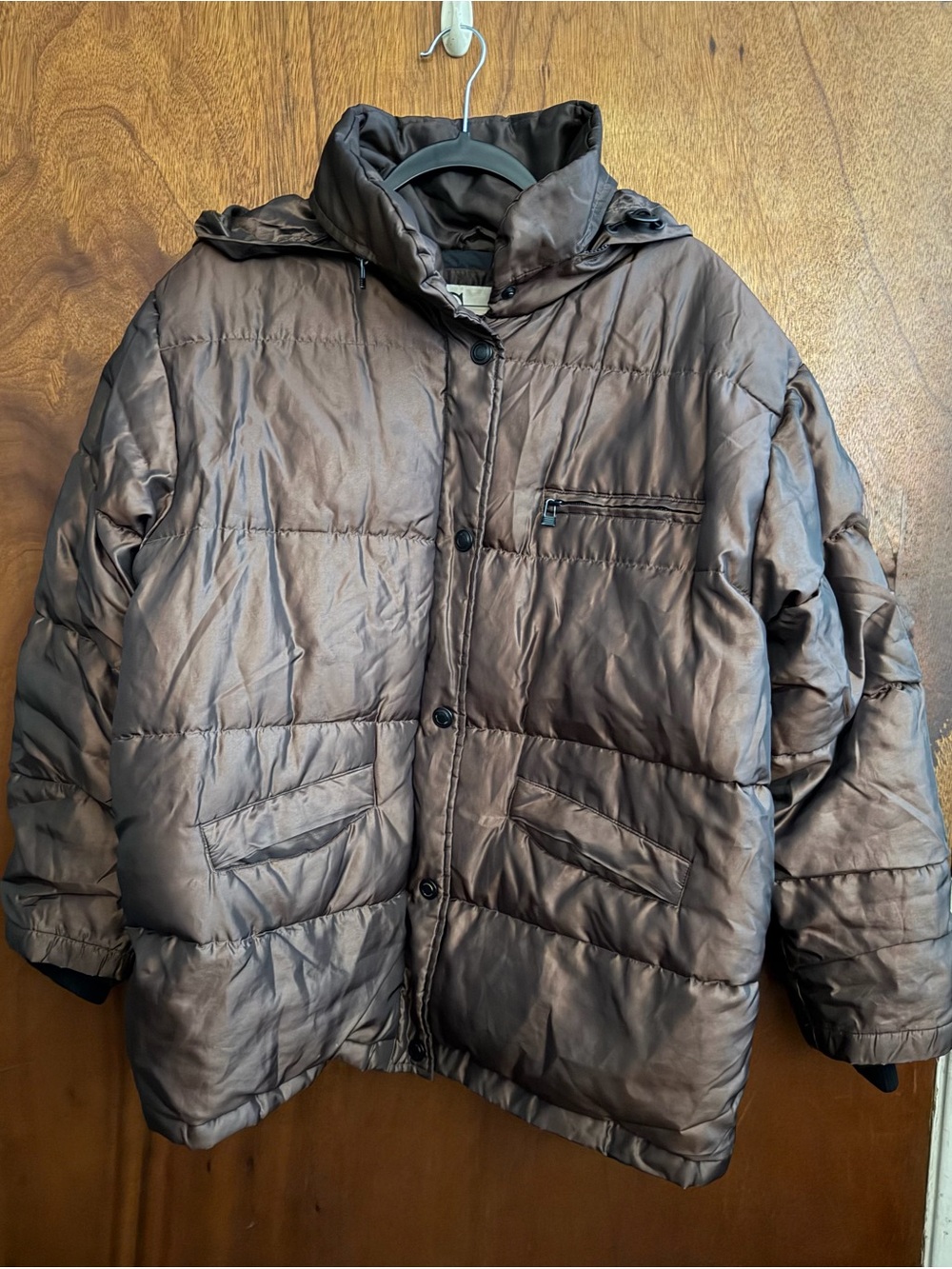 Colebrook & Co. Vintage Brown Duck Down Puffer Jacket with hide away Hood